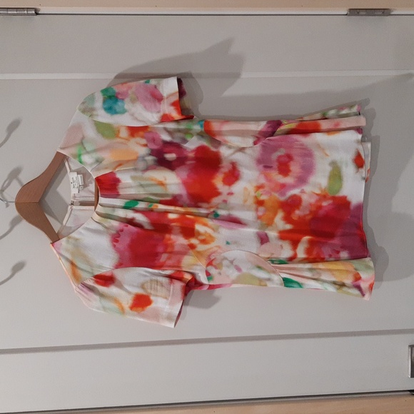 Kate Spade Watercolor Print Silky Peplum Top Size 4 - Picture 2 of 8